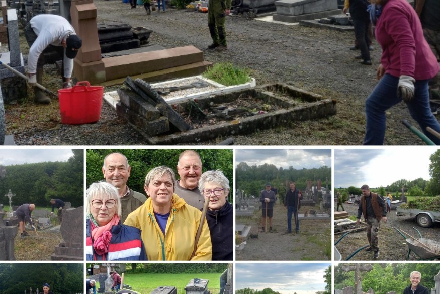 Les habitants mobilisés pour nettoyer le cimetière d’Any-Martin-Rieux.